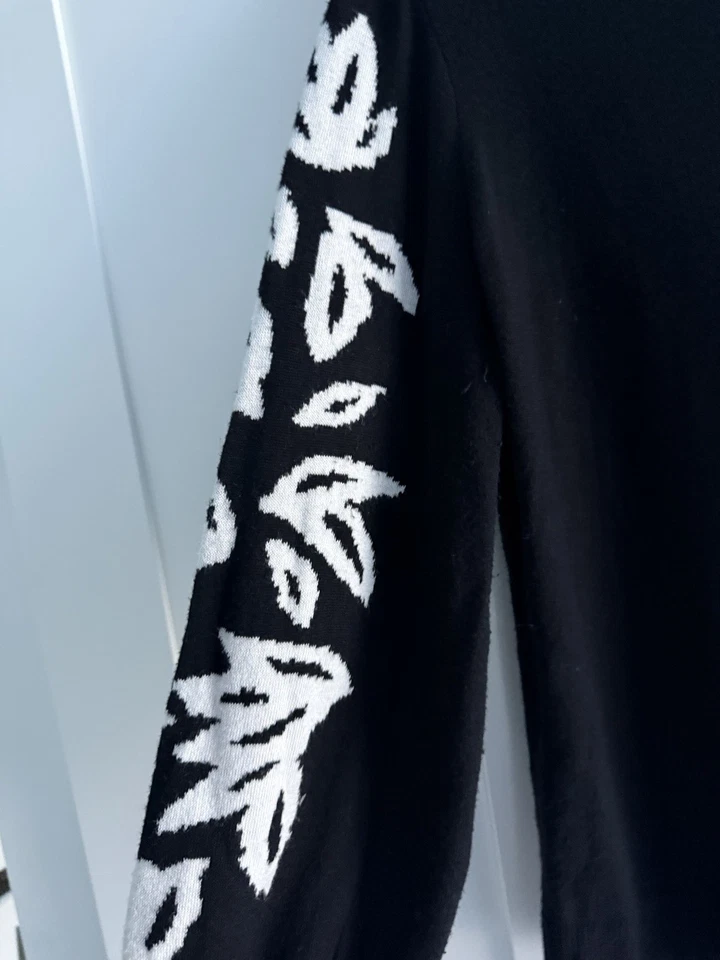 Suéter Chicos Talla 1 US M Negro Blanco Patrón Floral Manga Larga Pullover Ligero Foto 4 de 4