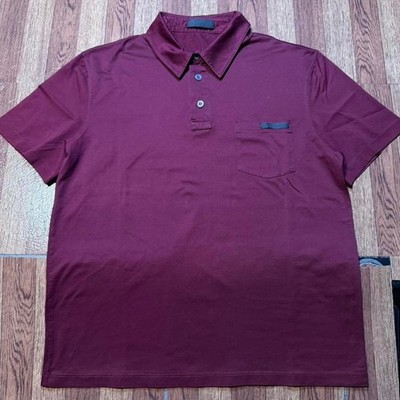 Prada Burgundy Red Bag Label Dress Polo Shirt Small