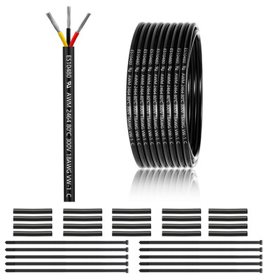 18 Gauge 3 Conductor Electrical Wire 50FT, UL 2464 18 AWG 3 Wire Cable Tinned Co