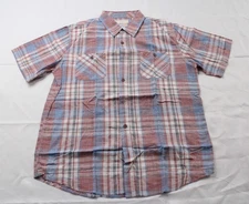 Weatherproof Vintage Men's Plaid Cotton Button-Up Shirt CN6 Pink Large