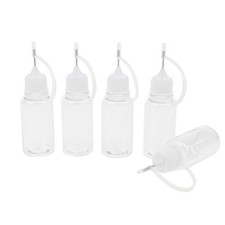 5x10ml Leere Kunststoff Squeezable Fl&uuml;ssigkeit Tropfflaschen Nadelspitze Wei&szlig;e