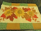 New 4 appliqued Autumn reversible fabric place mats SUNFLOWERS PLAID orange gold