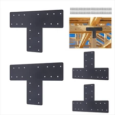 4 Pcs 16.9"x12" T Post Bracket,T Flat Mending Plate with Black Powder-coated