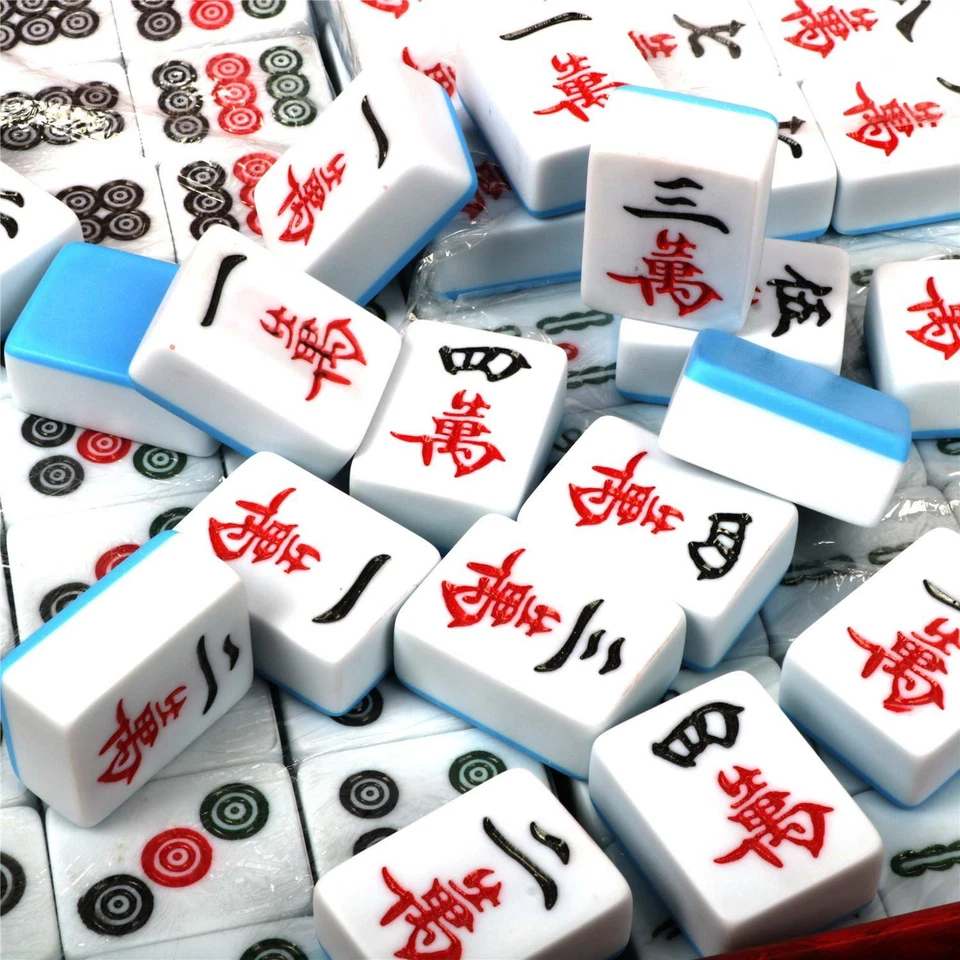 42mm Chinese Mahjong Game Set Professional 144 Tiles English Characters Game UK - Image 3 of 4