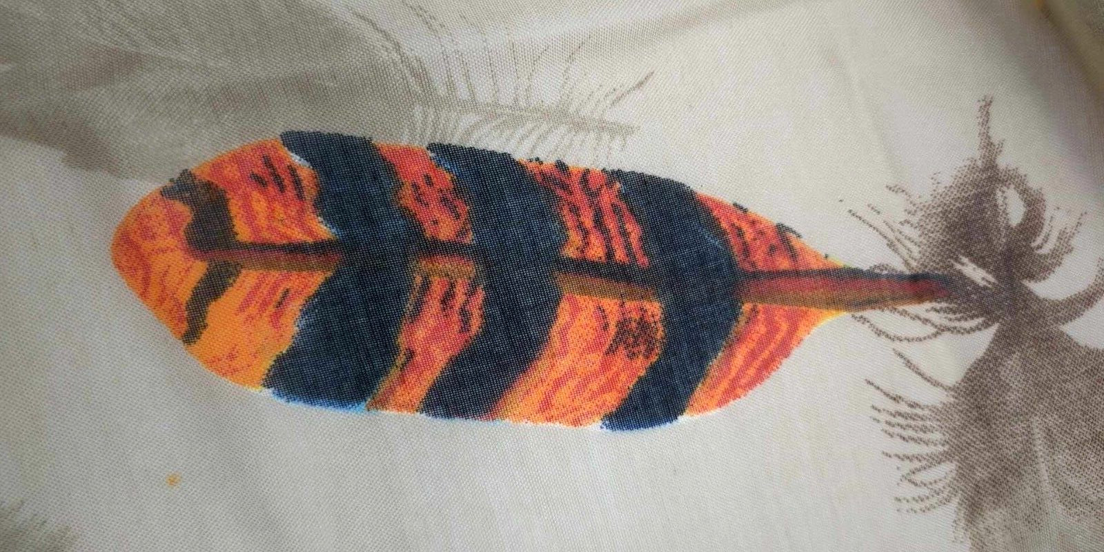 2 Chic Long Fall Colored Feather Pattern Beige Sc… - image 6