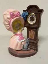 Byron Molds Girl Bonnet Ceramic Grandfather Hand Painted Clock 1974 West Germany