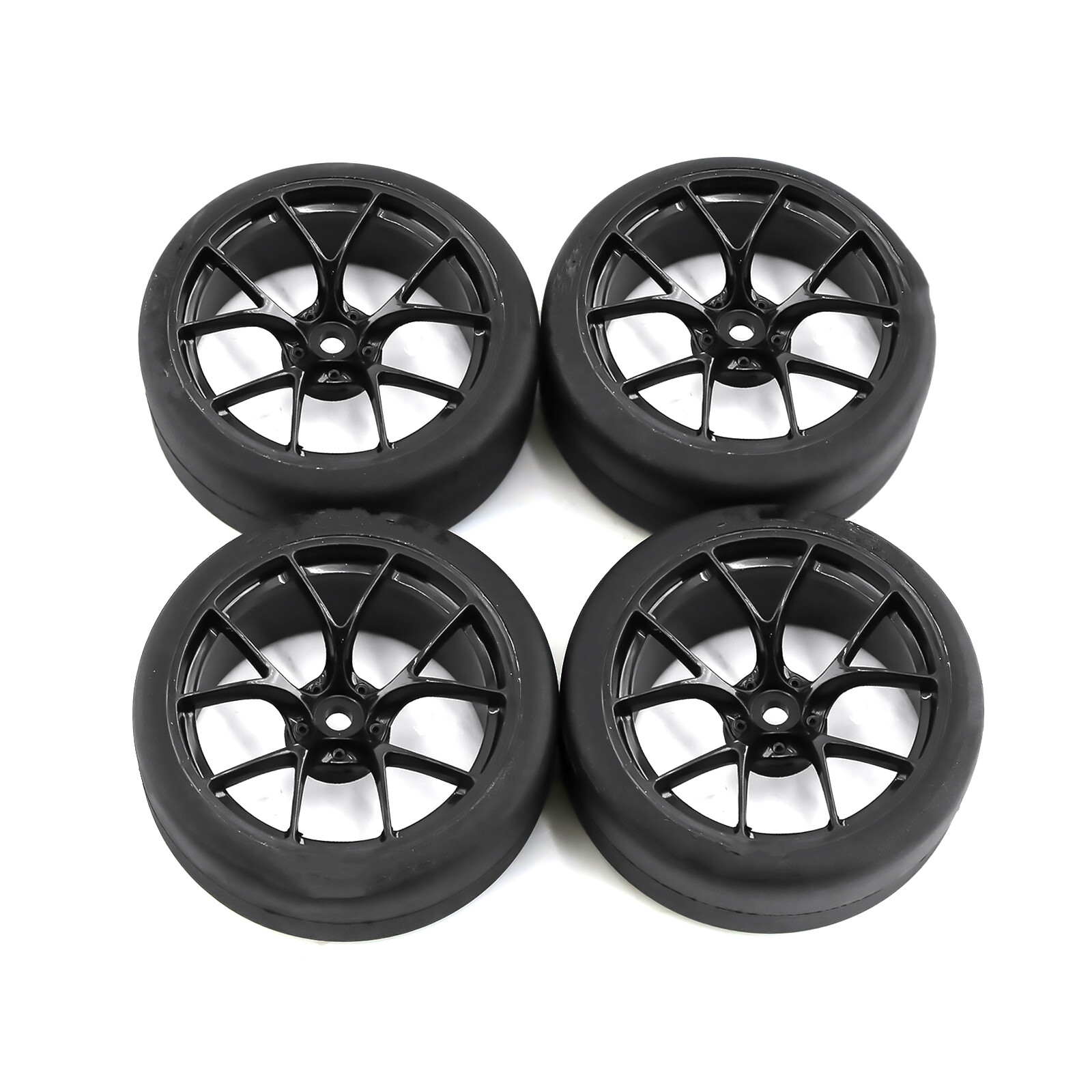 65mm 4x Upgraded RC Car Tires & Wheels with 12mm Hex Hub for Tamiya TT01