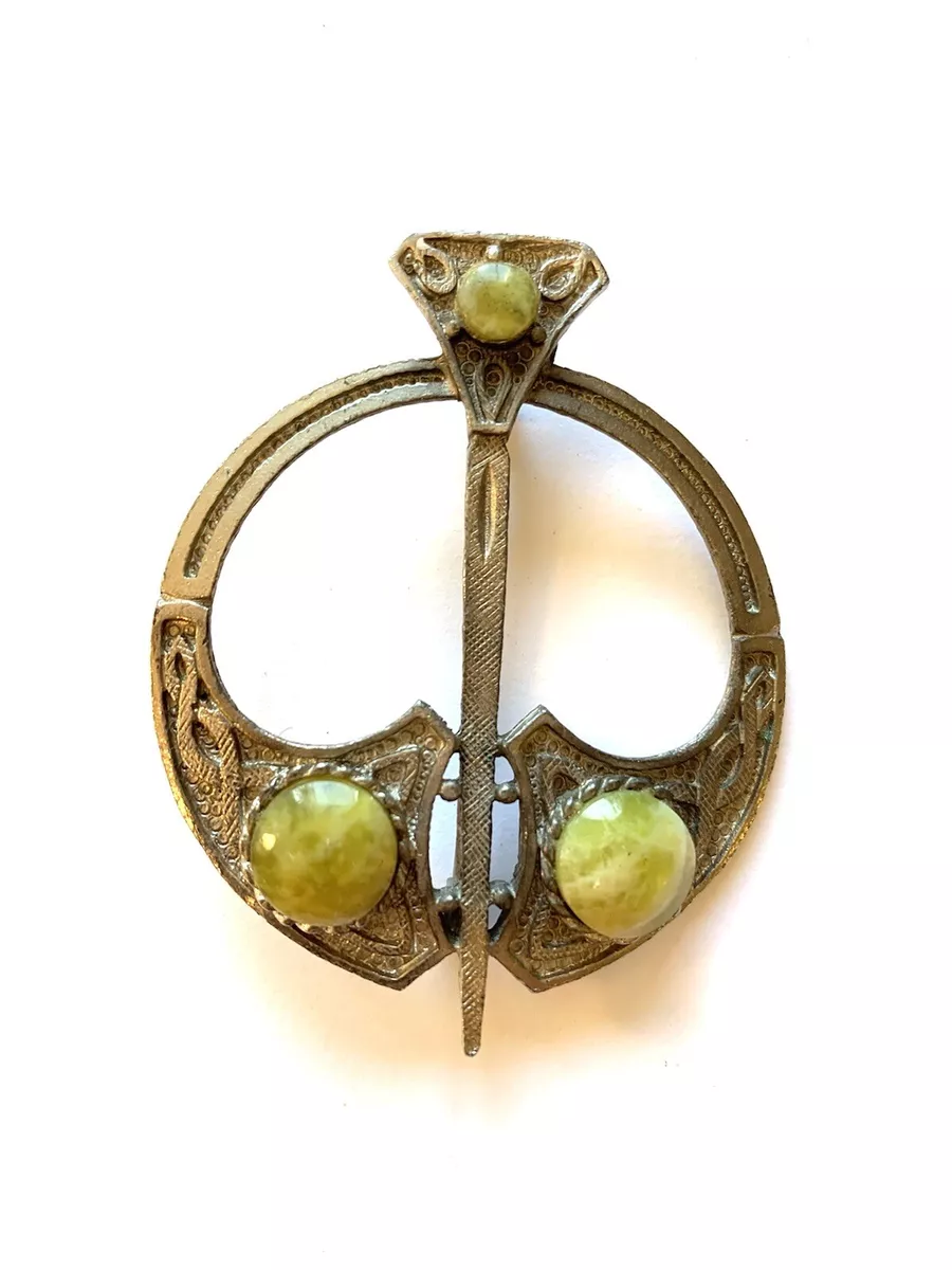 Celtic Brooch Pin Connemara Marble Marked 226C P92