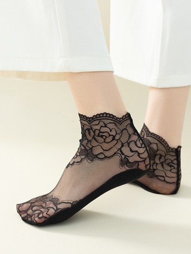 Womens Mesh Lace Sheer Socks Thin Short Ankle Socks Hosiery Summer Breathable-B4 - Bild 6 von 7