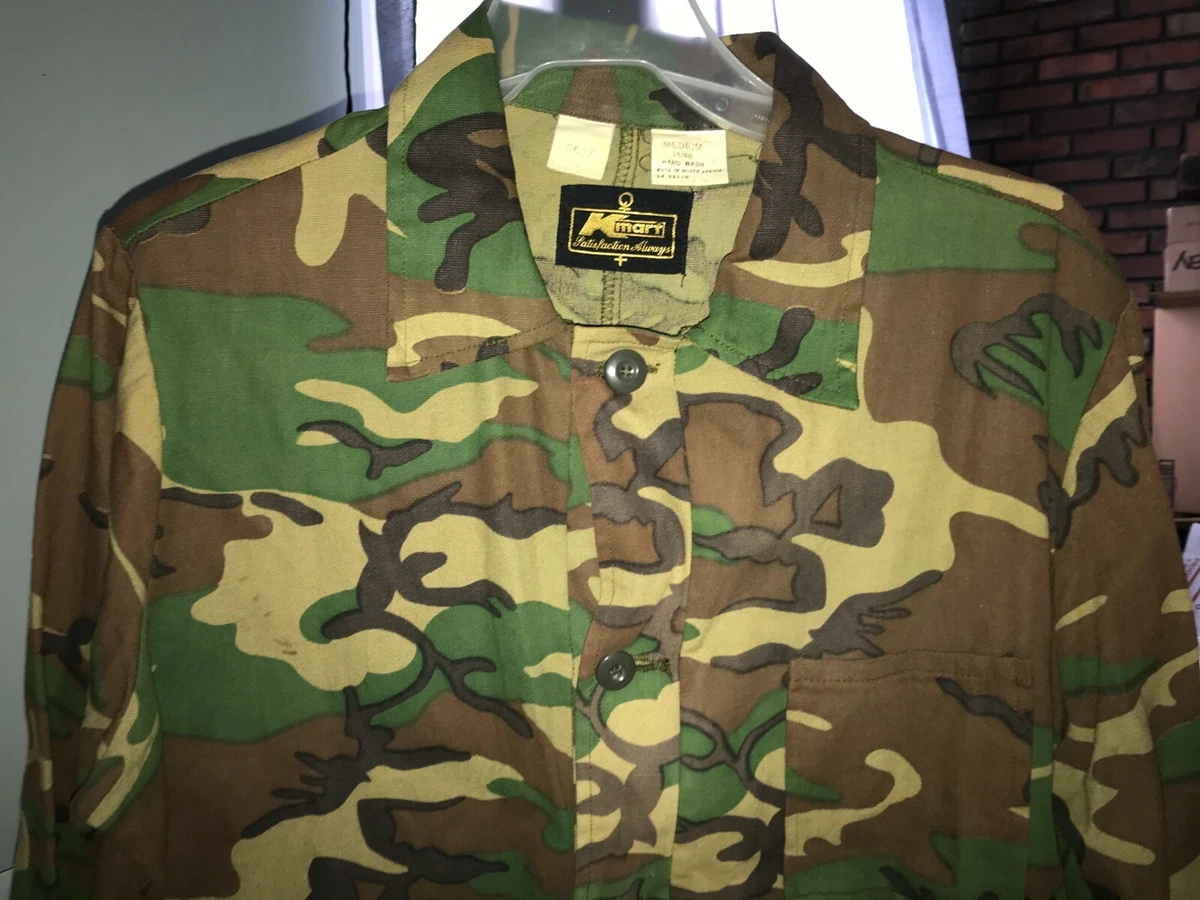Vintage KMART Green Brown Camouflage Shirt Men s M 38 40 Forest Hunting Cotton