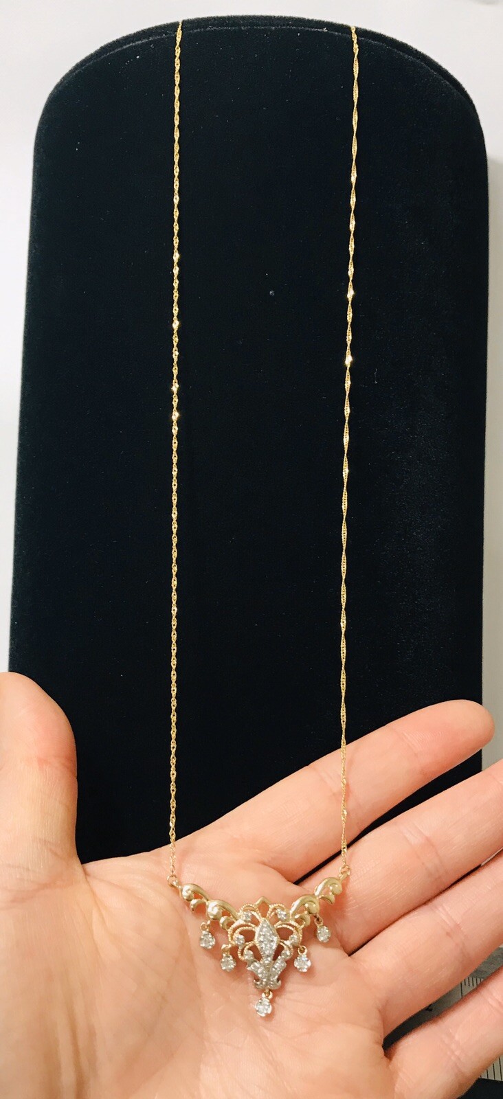 Vintage 10K Solid Gold V Shape Dangling Diamond A… - image 12