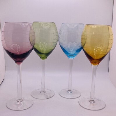 Circleware 8 oz. Wine Glass 4 Different Colors Elegant Fun Unique