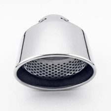 Oval Out 2.75 Inlet 304 Stainless Steel Exhaust Tip Resonated Slant Cut