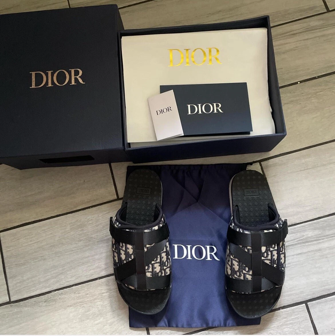 Sandale/slides Dior Alpha Dior Jacquard TAILLE (12)45 (convient à un 11) Neuf
