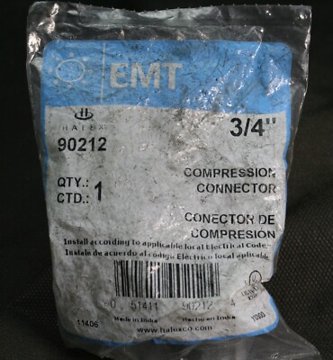 One (1) EMT 90212 Zinc Compression Connector 3/4'' NEW