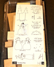 2004 Stampin Up It's Snow Time 12 Rubber Stamps NEW Snowman snowflakes snowball