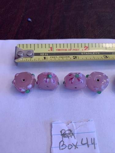 Pink and Green Glass Beads New 5 - Picture 3 of 5