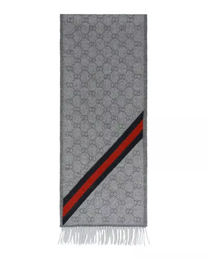 GUCCI neuf Nikky 570603 laine frange lin alpaga zinc bleu gris unisexe enveloppe
