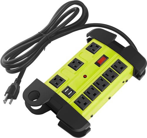 8-Outlet Heavy Duty Power Strip with USB, Wall Mountable - Ideal for Outdoor Use - Picture 3 of 9