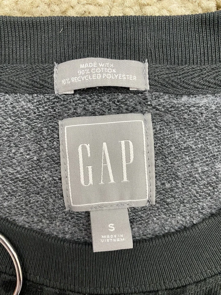 Sudadera corta Gap para mujer talla S gris leopardo negra dobladillo crudo recortada Foto 4 de 4