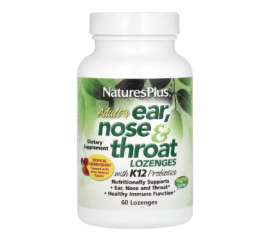 NaturesPlus, K12-Probiotika, Ohren/Nase/Hals, Kirsche-Beere, 60 Lutschtabletten