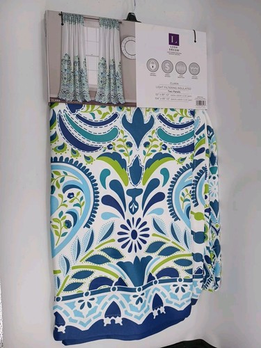 Lush Decor 2 Panels Clara Light Filtering WP PR Blue/ Green 52" X 95" - Picture 4 of 15