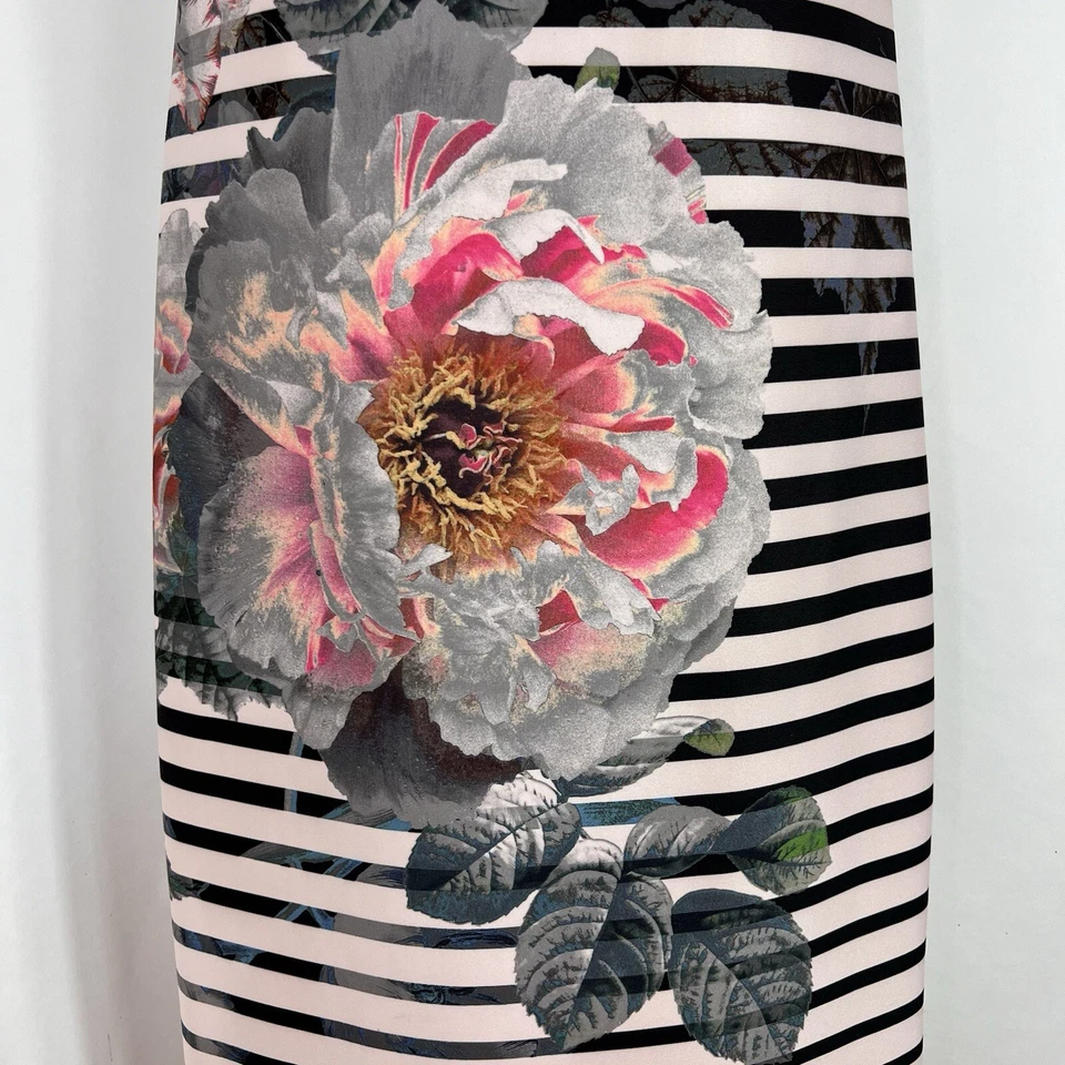 Beige By ECI Dress Women's Size 6 Sleeveless Below Knee Midi Striped Floral - Image 3 of 4