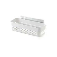 Bathroom Shelf w Suctions Cup Organizer, White
