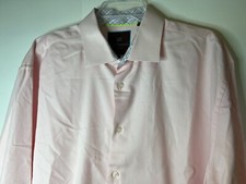 Tattersall London Men's 17.5 32-33 Light Pink 100 Cotton Button Front Shirt