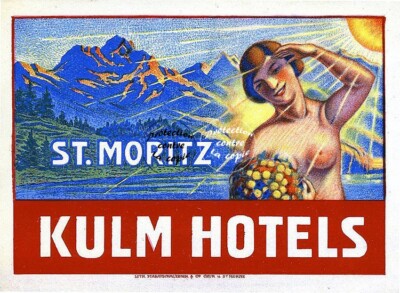 ST MORITZ KULM HOTELS Rymb - POSTER HQ 40x60cm eines VINTAGE POSTERS