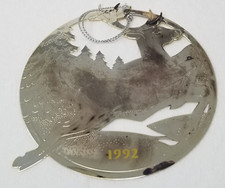 Deer Christmas Ornament Buck Stag Leaping Brass Color Metal 1992