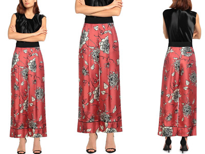 MONCLER Floral Print Tailored Silk Pants Trousers Seide Casual Hose Bottoms XS