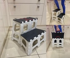 Two Step Folding Step Stool Non-Slip Fold Away Collapsible Ladder Supports 330lb