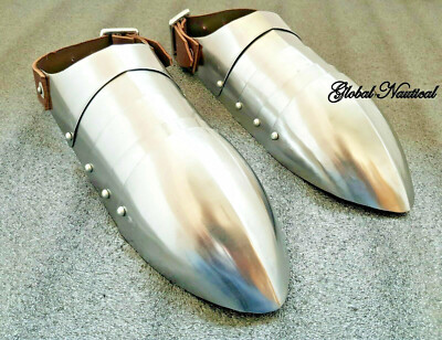 Paar Mittelalterlich Schuhe Handgefertigt Tragbare Armor Sabatons Aus Metall
