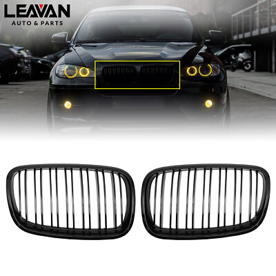 Glossy Black Front Kidney Grille For 2007-2013 BMW E70 E71 X5 X6 Dual Slats