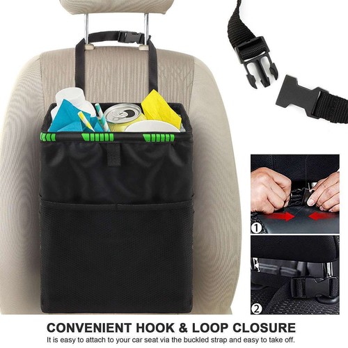 Car Waterproof Trash Can Litter Bin Garbage Bag Waste Storage Organizer Pocket - Imagen 8 de 13