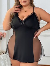 Women's Lace Sexy-Lingerie Nightwear Babydoll Sleepwear Chemise Dress Plus Size