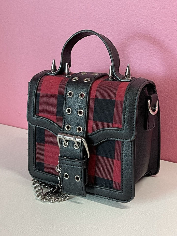 Disturbia Avril Plaid Red And Black Crossbody Bag eBay