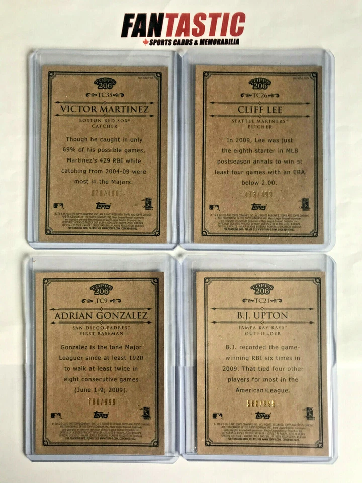 2010 Topps 206 CHROME Parallel Card YOU PICK /499 , /999 - Image 2 of 2