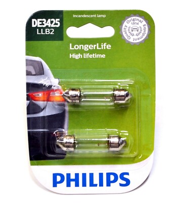 Philips LongerLife DE3425 10W Two Bulbs Two Bulbs Interior Dome Light Replace OE
