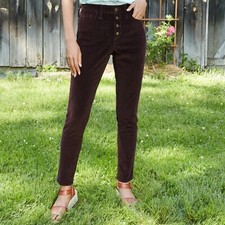 Universal Thread Women High Rise casual Corduroy Skinny Jeans wine Sz 2 waist 26