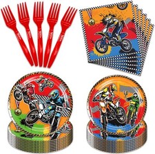 96Pack Dirt Bike Paper Plates and Napkins Sets Party Decorations Plates Dirt ...