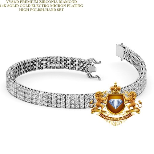 7.55 Ctw. VVS1/D Crystal Clear Zirconia 10mm/3 Row Tennis Link Chain Bracelet - 第 1/29 張圖片