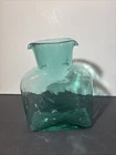 Vintage MCM Blenko Teal Glass Double Spout Water Bottle Carafe Pitcher