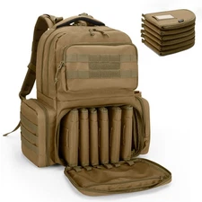 Tactical Pistol Backpack with 6 Pistol Cases, Gun Range Backpack with 10x Mag...
