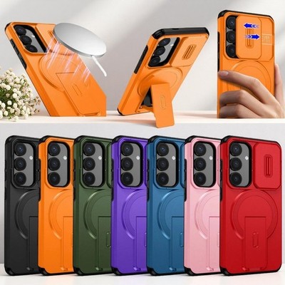 Armor Len Cover Stand Phone Case For Samsung S24 S25 A25 A15 A16 A17 A36 A56 A55
