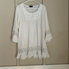 Cal Style USA Womens Tunic Top Large Lightweight Flowy Boho Breathable Feminine