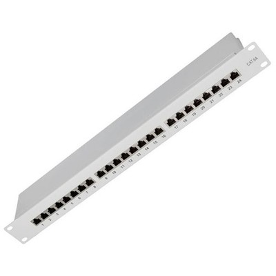 LogiLink NP0060 24-Port 483mm (19'') CAT 6A 1U Patch Panel Grey