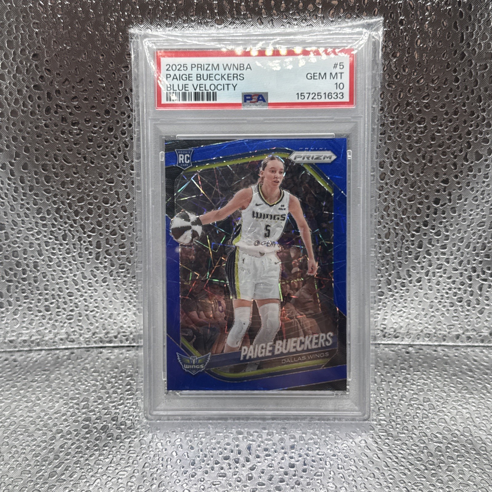2025 Panini WNBA Prizm Paige Bueckers RC Blue Velocity PSA 10
