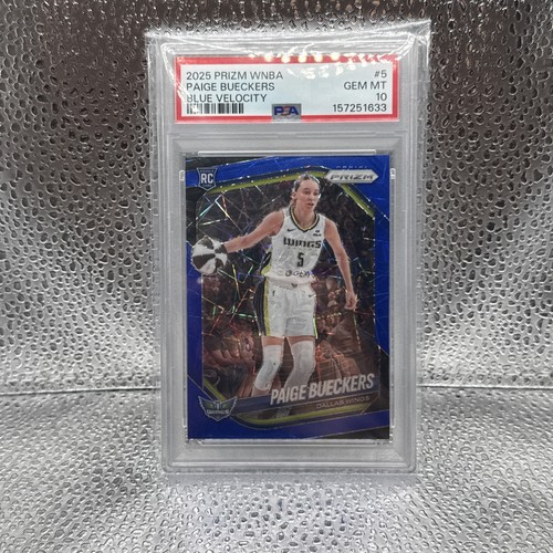 2025 Panini WNBA Prizm Paige Bueckers RC Blue Velocity PSA 10